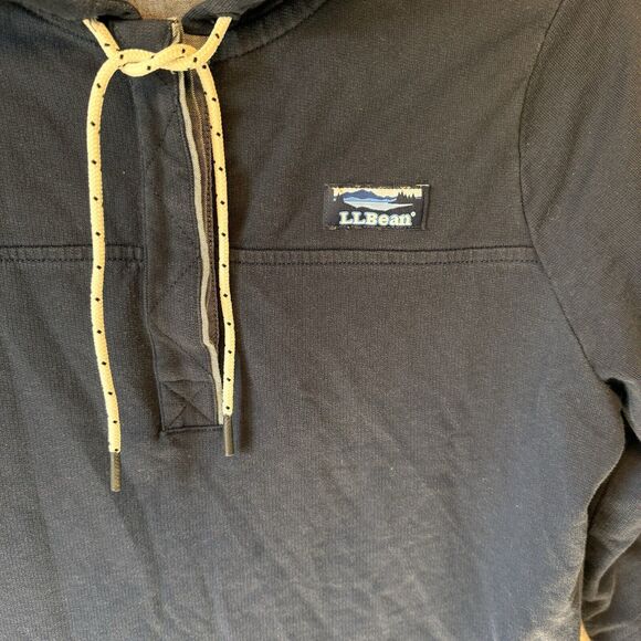 LL Bean Womens 1/4 Button Up Hoodie Pullover Size Small Pet 504299‎ Navy - Picture 4 of 12